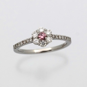 Ｐｔ９００ピンクダイヤモンドリング HANDMADE】PT900 ピンクダイヤモンド 0.203ct FANCY INTENSE PURPLISH
